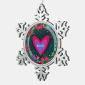 Erstellen Sie Ihre eigene Hübsche Blumeninspiritiv Schneeflocken Zinn-Ornament (Rechts)