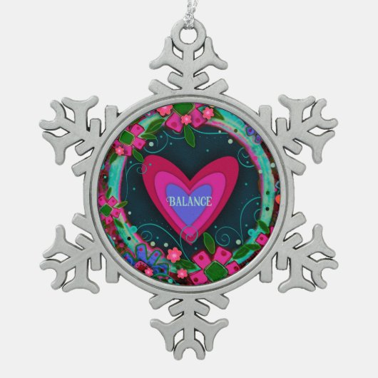 Erstellen Sie Ihre eigene Hübsche Blumeninspiritiv Schneeflocken Zinn-Ornament (Vorderseite)