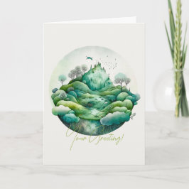 Erstellen Sie Ihre eigene hügelige Grünlandschaft Feiertagskarte