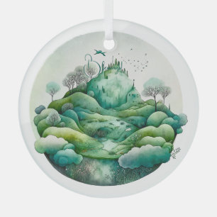 Erstellen Sie Ihre eigene hügelige Grünlandschaft Ornament Aus Glas