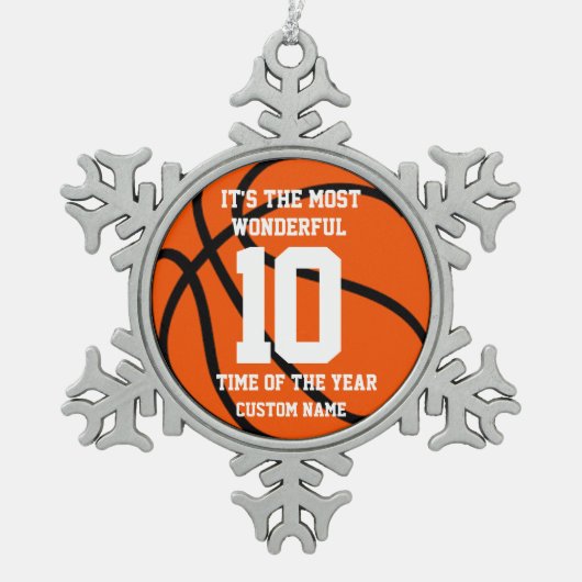 Erstellen Sie Ihre eigene Individuelle Name-Basket Schneeflocken Zinn-Ornament (Vorderseite)