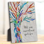Erstellen Sie Ihre eigene Inspirationsbotschaft Fotoplatte<br><div class="desc">Diese einzigartige Plakette ist mit einem bunten Mosaikbaum des Lebens dekoriert. Sie können Ihr ausgewähltes inspirierendes Zitat oder Ihre Nachricht hinzufügen,  um es zu personalisieren. Sie können den Schriftart,  die Größe des Schriftartes und die Farbe des Schriftartes bearbeiten. Original Mosaik © Michele Davies.</div>