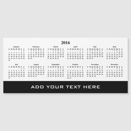 Erstellen Sie Ihre eigene Kalendervorlage für 2016 Magnetkarte (Vorderseite)