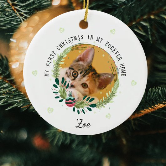 Erstellen Sie Ihre eigene Katze Erste Weihnachten Keramik Ornament