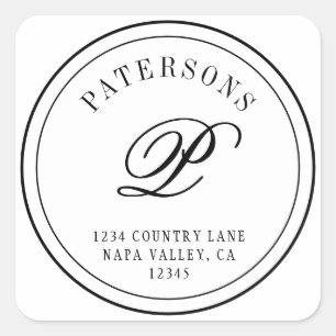 Erstellen Sie Ihre eigene klassische Monogramm-Rüc Quadratischer Aufkleber