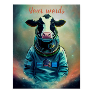 Erstellen Sie Ihre eigene Kuh im Weltraumastronaut Poster