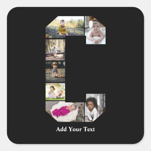 Erstellen Sie Ihre eigene Letter-C-FotoCollage Quadratischer Aufkleber (Vorderseite)
