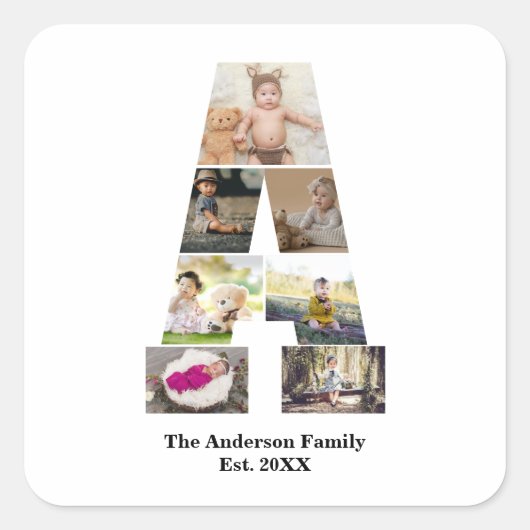 Erstellen Sie Ihre eigene Letter-Collage Quadratischer Aufkleber (Vorderseite)