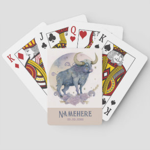 Erstellen Sie Ihre eigene Lila Wasserfarbe Taurus  Spielkarten