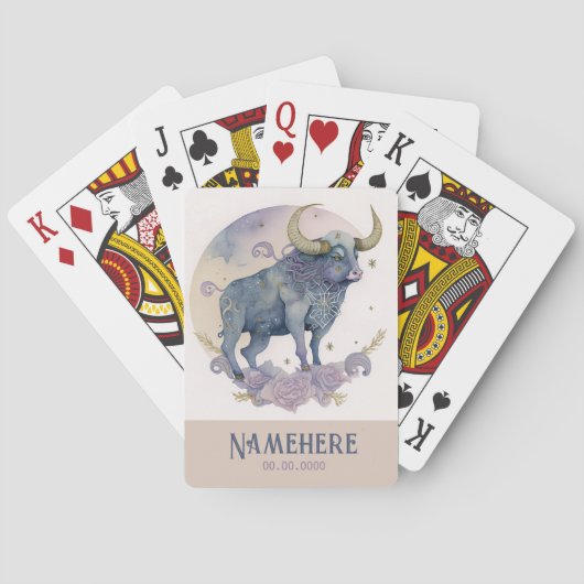Erstellen Sie Ihre eigene Lila Wasserfarbe Taurus  Spielkarten (Rückseite)
