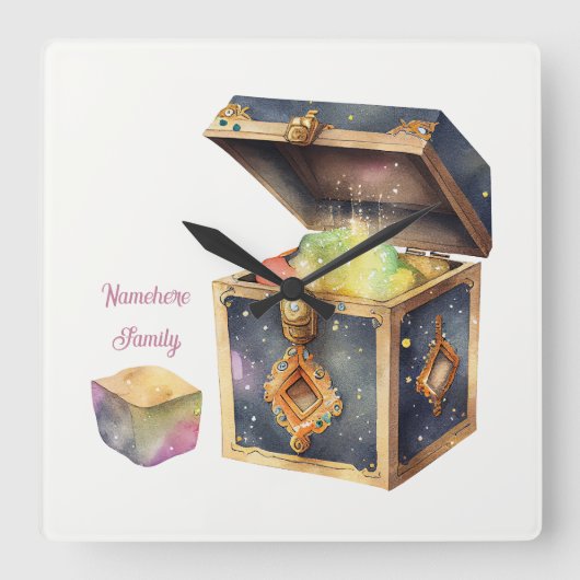 Erstellen Sie Ihre eigene Magic Box & Gem Quadratische Wanduhr (Vorderseite)