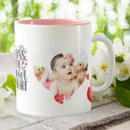 Erstellen Sie Ihre eigene Mama Baby Heart Foto Tex Zweifarbige Tasse