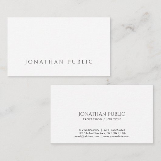 Erstellen Sie Ihre eigene Minimalistische schöne S Visitenkarte (Vorne/Hinten)