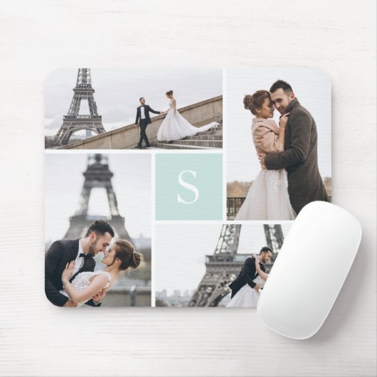 Erstellen Sie Ihre eigene Mit Monogramm 4-Foto Col Mousepad (Mit Mouse)
