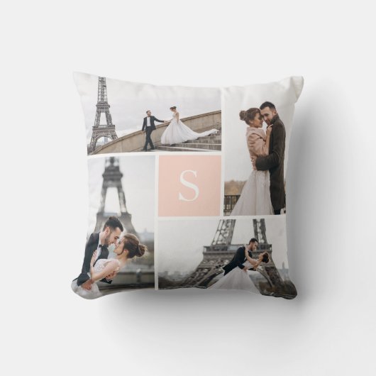 Erstellen Sie Ihre eigene Mit Monogramm 5-Foto-Gal Kissen (Vorderseite)