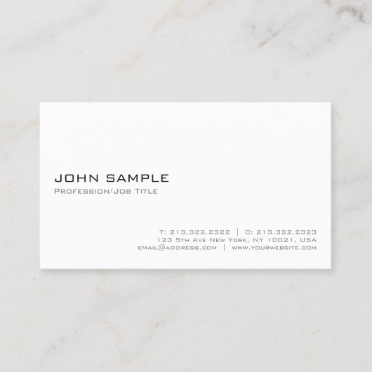 Erstellen Sie Ihre eigene moderne, elegante, weiße Visitenkarte (Vorderseite)