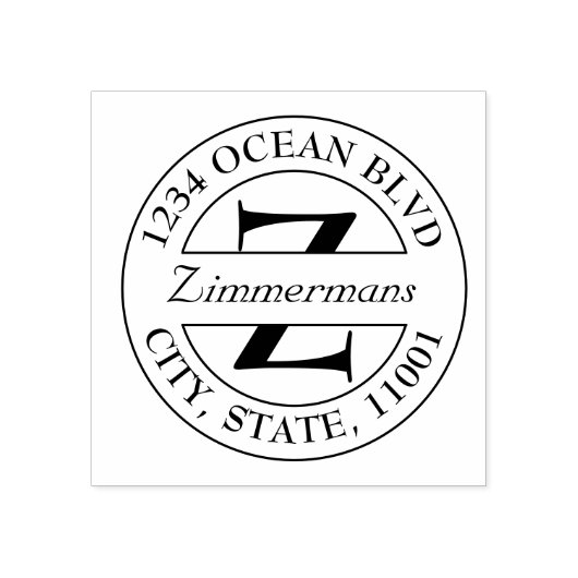 Erstellen Sie Ihre eigene moderne Monogrammrunde Gummistempel (Prägung)