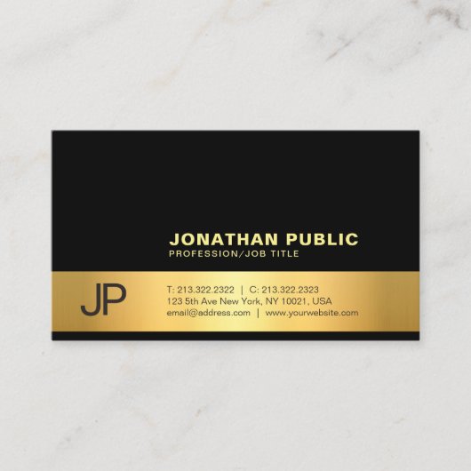 Erstellen Sie Ihre eigene moderne, stilvolle Gold  Visitenkarte (Vorderseite)