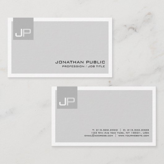 Erstellen Sie Ihre eigene Monogram Elegante Modern Visitenkarte (Vorne/Hinten)