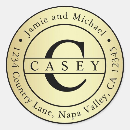 Erstellen Sie Ihre eigene Monogram-Rücksendeadress Runder Aufkleber (Vorderseite)