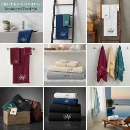 Erstellen Sie Ihre eigene Monogramm-Farbenanpassun Badhandtuch Set
