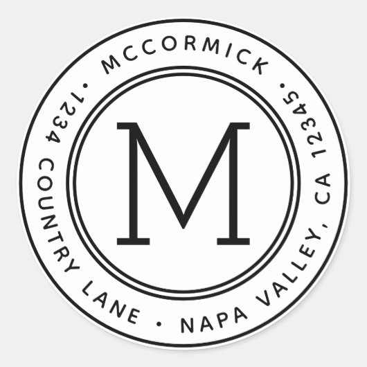 Erstellen Sie Ihre eigene Monogramm-Rücksendeadres Runder Aufkleber (Vorderseite)