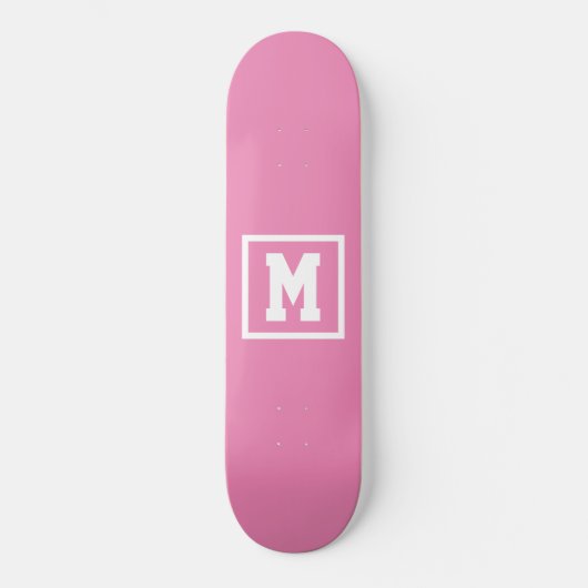 Erstellen Sie Ihre eigene Monogramm-Vorlage rosa u Skateboard (Vorderseite)