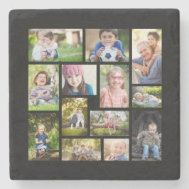 Erstellen Sie Ihre eigene Multi-FotoCollage Schwar Steinuntersetzer