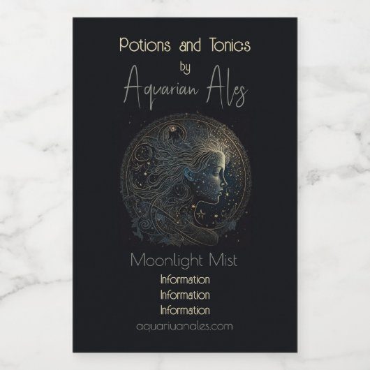 Erstellen Sie Ihre eigene mystische Astrologie Aqu Weinetikett (Einzelnes Label)