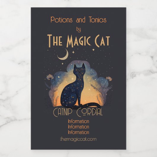 Erstellen Sie Ihre eigene mystische Black Cat-Silh Weinetikett (Einzelnes Label)