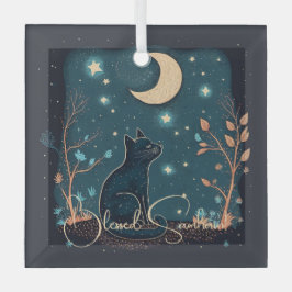 Erstellen Sie Ihre eigene mystische Black Cat & Wi Ornament Aus Glas