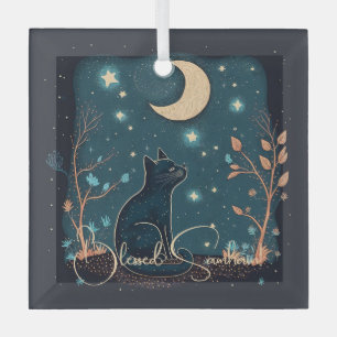 Erstellen Sie Ihre eigene mystische Black Cat & Wi Ornament Aus Glas