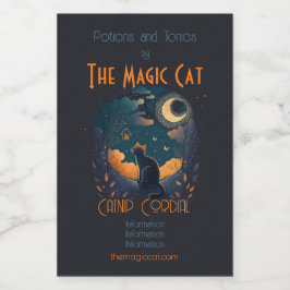 Erstellen Sie Ihre eigene mystische schwarze Katze Weinetikett