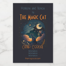 Erstellen Sie Ihre eigene mystische schwarze Katze Weinetikett