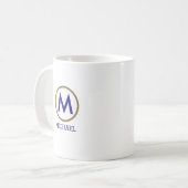 Erstellen Sie Ihre eigene Name Monogram Blue Kaffeetasse (Vorderseite Links)