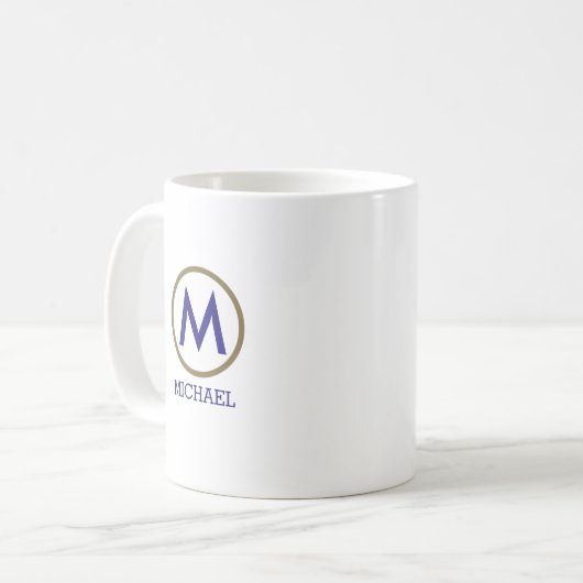 Erstellen Sie Ihre eigene Name Monogram Blue Kaffeetasse (Vorderseite Links)
