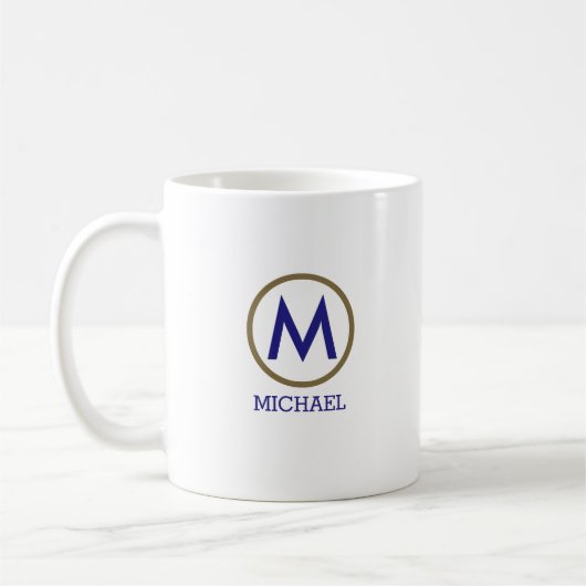 Erstellen Sie Ihre eigene Name Monogram Blue Kaffeetasse (Links)