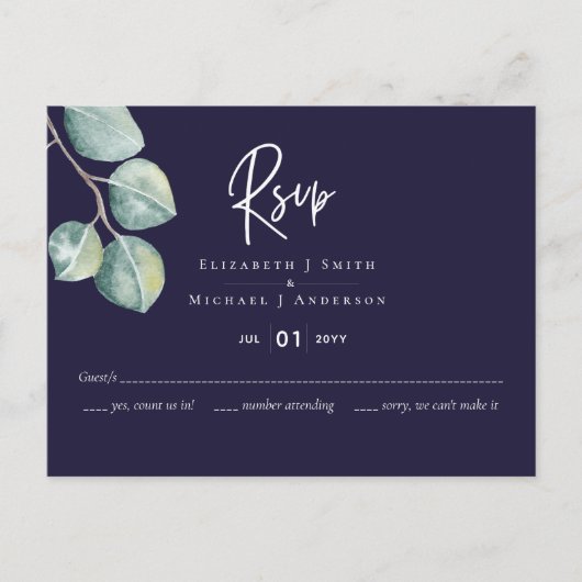 Erstellen Sie Ihre eigene Navy White Eucalyptus UA Postkarte (Vorderseite)