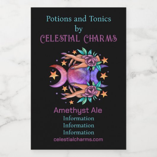 Erstellen Sie Ihre eigene Niedliche Triple Moon Go Weinetikett (Einzelnes Label)