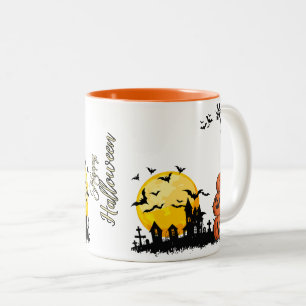 Erstellen Sie Ihre eigene Orange Happy Halloween T Zweifarbige Tasse