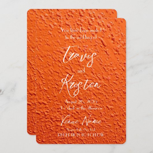 Erstellen Sie Ihre eigene Orangefarbene Textur Hoc Einladung (Vorne/Hinten)