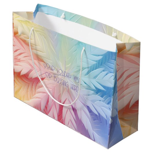 Erstellen Sie Ihre eigene Pastell Rainbow Weihnach Große Geschenktüte (Rückseite Schrägansicht)