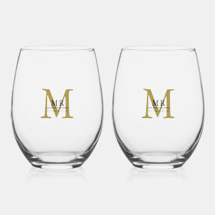 Erstellen Sie Ihre eigene personalisierte Monogram Weinglas Ohne Stiel