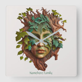 Erstellen Sie Ihre eigene Red Bark Dryad Quadratische Wanduhr