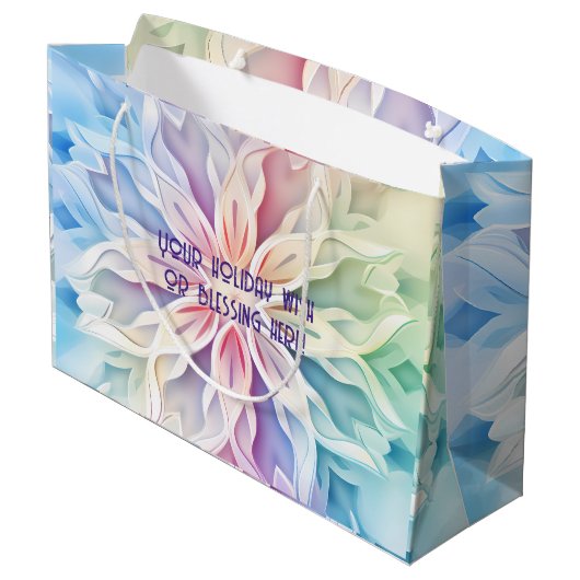 Erstellen Sie Ihre eigene Regenbogenweihnachtskuge Große Geschenktüte (Rückseite Schrägansicht)