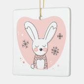 Erstellen Sie Ihre eigene Retro Bunny Orange Weihn Keramikornament (Links)