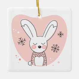 Erstellen Sie Ihre eigene Retro Bunny Orange Weihn Keramikornament