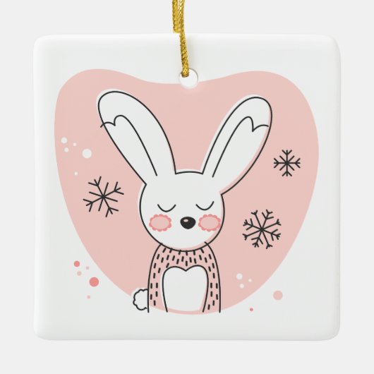 Erstellen Sie Ihre eigene Retro Bunny Orange Weihn Keramikornament (Vorderseite)