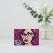 Erstellen Sie Ihre eigene Retro-Frau in Brillen au Visitenkarte (Stehend Vorderseite)