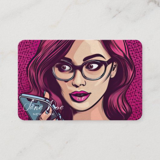 Erstellen Sie Ihre eigene Retro-Frau in Brillen au Visitenkarte (Vorderseite)